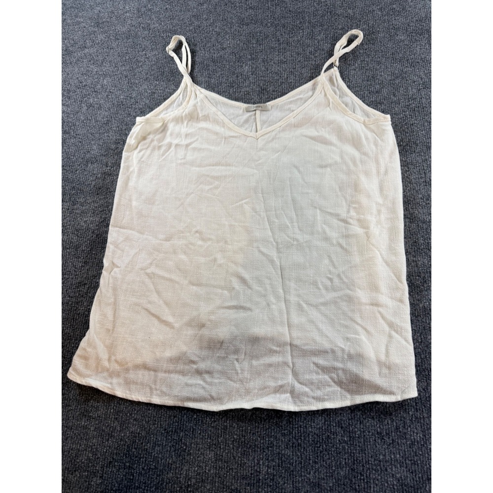Jodifl Women Ivory Rayon Linen Blend V-Neck Cami Tank Top Adjustable Straps